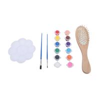 Xnukaw Wooden Hairbrush Painting Kit, 6 Brushes, Acrylic Paints | Plastic, Smooth Design, DIY Craft Activity, Party Use, Bridal Showers, Detangling Comb, Scalp Massage