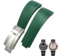XNWKF 20mm 21mm Rubber Short Buckle Watchband Fit For Rolex Daytona Submariner Role OYSTERFLEX Yacht Master Small Wrist Silicone(Green Short Buckle,20mm)