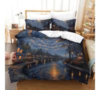 XNWRZCJXL 3D Printed Duvet Cover Set Forest House, Soft Brushed Microfiber Quilt Covers, With Zipper Closure Pillowcases Stylish And Comfortable Bedding Double（200x200cm）