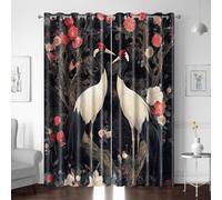 XNWYWE Blackout Curtains for Bedroom, Chinese Flowers Bird Room Darkening Eyelet Curtain Window Treatments Super Soft Thermal Insulated Ring Top for Living Room 132 x 90 Inch 2 Panels