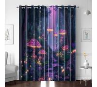 XNWYWE Blackout Curtains for Bedroom, Forest River Mushroom Room Darkening Eyelet Curtain Window Treatments Super Soft Thermal Insulated Ring Top for Living Room 79 x 63 Inch 2 Panels