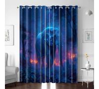 XNWYWE Blackout Curtains For Bedroom Living Room Elephant Forest Flame Super Soft Thermal Insulated Noise Reducing Eyelet Curtains Kids Boys Girls Nursery 95 x 90 Inch Window Treatments 2 Panels