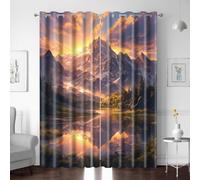 XNWYWE Blackout Curtains for Bedroom, Sunshine Forest Snow Mountain Room Darkening Eyelet Curtain Window Treatments Super Soft Thermal Insulated Ring Top for Living Room 79 x 63 Inch 2 Panels