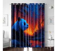 XNWYWE Eyelet Blackout Curtains 3D Print Forest Flame Panda Thermal Insulated Room Darkening Window Drapes Noise Reducing Energy Saving Curtains for Kids Baby Bedroom Kitchen 132x90 Inch