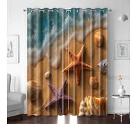 XNWYWE Eyelet Curtains for Kids Bedroom Beach Shell Conch Print Printed Thermal Insulated Window Treatment Short Blackout curtains for Living Room 132X90 Inch 2 Panels Noise Reducing Grommets