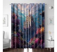 XNWYWE Eyelet Curtains for Kids Bedroom Castle Sea Fish Coral Printed Thermal Insulated Window Treatment Short Blackout curtains for Living Room 59X65 Inch 2 Panels Noise Reducing Grommets