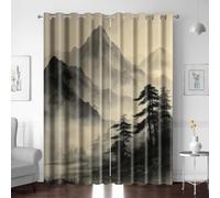 XNWYWE Eyelet Curtains for Kids Bedroom Chinese Forest Pattern Printed Thermal Insulated Window Treatment Short Blackout curtains for Living Room 79X63 Inch 2 Panels Noise Reducing Grommets