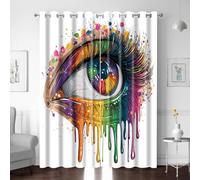 XNWYWE Eyelet Curtains for Kids Bedroom Color Eyes Print Printed Thermal Insulated Window Treatment Short Blackout curtains for Living Room 87X85 Inch 2 Panels Noise Reducing Grommets