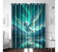 XNWYWE Eyelet Curtains for Kids Bedroom White Horse Forest Landscape Printed Thermal Insulated Window Treatment Short Blackout curtains for Living Room 72X84 Inch 2 Panels Noise Reducing Grommets