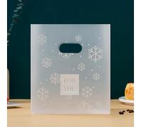 XnxnzhHo 50 Pcs Winter Snowflake Gift Bags Christmas Clear Plastic Goodie Bags Bulk with Handles, for Xmas Treat Bag Gift Candy Bag Winter Wonderland Party Supplies, 7.8" x 11.8"