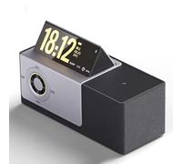 XNXYSMKJ Bluetooth Speaker w/Bass Diaphragm, Floating Lyrics,Wireless Charging,Desktop Clock,1800K Ambient Lighting for Home, Outdoor Use (A)