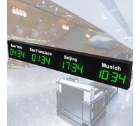 XNXYSMKJ World Clock, 3/4/5 City Time Zone LED Digital World Time Wall Clock Indoor Multi Time Zone World Wall Clock for Office/Home (Green 4City)