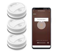 XNY Smart Smoke Alarm Fire Alarm with Replaceable 9V Battery, WiFi Smoke Detector with APP Notifications, LED Indicator, EN Certification (3 PCS)