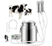 XNYXLPP Electric Milking Machine Portable Vacuum-Pulse Pump Kit, Cow Goat Sheep Stainless Steel Bucket,Stainless Steel, for Farm (14L)