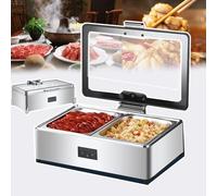 XNZJHPP 800w Electric Hot Pot, 9L Server And Heater, Temperature Control: 30°C~85°C, Electric Hot Plate Heating, Detachable, with Touch Screen, for Offices, Food Trucks,single,9L (9l Double)