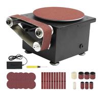 XNZJHPP Belt Disc Sander, Mini Sanding Disc Machine with 6 In Sanding Disc, High Speed Knife Sharpener, 7 Speed Adjustable, Electric Belt Bench Grinder, for DIY Woodworking