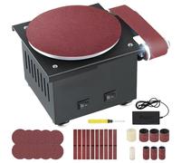 XNZJHPP Electric Mini Belt Disc Sander, 6 In Belt Sander Sharpening with 7 Gear Speed Adjustment, 200W Polishing Grinder, Electric Belt Bench Grinder, for DIY Grinding of Metal