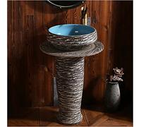 XNZJHPP Modern Round Ceramic Sink - Durables Freestanding Bathroom Basin for Indoor/Outdoor Use, Stylish Kaolin Clay Design, Easy to Clean, Perfects for Contemporary Spaces (L With mirror)