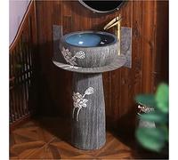 XNZJHPP Modern Round Ceramic Sink - Durables Freestanding Bathroom Basin for Indoor/Outdoor Use, Stylish Kaolin Clay Design, Easy to Clean, Perfects for Contemporary Spaces (A Without mirror)