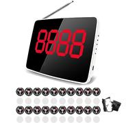 XNZJHPP Restaurant Wireless Pager Systems,Take Number Display Systems w/1 Transmitter,Rechargeable Wireless Coaster Pager(10/20),Supports 400 Pagers (20)