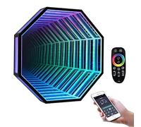 XNZJHPP RGB Octagon Infinity Mirror Lamp with App & Remote Control, 358 Magical Light Effects, Multi-Color Sensory Night Lights for Home Decor & Relaxation (L)