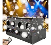 XNZJHPP Smoke Bubbles Machine,Fog & Bubbles Machine with 16 LED Lights,Professional Hazer Machine,Commercial Smoke Bubbles Machine,Integrates Triple Effects of Light Show + Smoke + Bubbles,A (B)