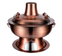 XNZJHPP Traditional Stainless Steel Charcoal Hot Pot for Shabu and Soup Cooking, Vintage Design Chinese Hotpot Cooker (A 28CM)