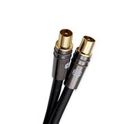 XO - 8m Male to Male Shielded TV/AV Aerial Coaxial Cable with Gold Plated Connector and Metal Plug For UHF/RF TVs, VCRs, DVD players, DVRs, cable boxes and satellite - Black
