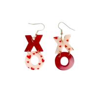 XO Earrings Asymmetrical Dangling Earring Mismatch Hug Kiss Earring Valentines Gifts for Her Girlfriend Wife Valentine's Day Jewelry Gifts, Resin, No Gemstone