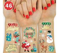xo, Fetti Christmas Decorations Temporary Tattoos for Kids - 46 Glitter Styles | Team Naughty Nice, Merry Christmas Party Favors, Stocking Stuffer, Xmas Eve Gift
