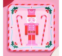 xo, Fetti Christmas Nutcracker Paper Plates | 25 pcs 10.5" | Xmas Party Tablescape, Holiday Dinner Setting, Pink Winter Decor