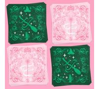 xo, Fetti Pink + Green Wtich Paper Napkins | 3-ply, 24 pcs | Wizard Bachelorette, Magical Birthday Decorations, Kids Party Setting, Girls Spellbound Decor
