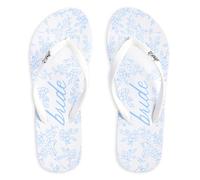xo, Fetti Something Blue Bride Flip Flops - Bachelorette Party, Beach Bach, Bride To Be Sandals, Something Blue Before I Do, Bridal Shower, Pool Party, White, Blue, Medium