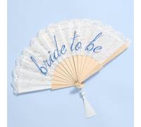 xo, Fetti White Lace Bride to Be Folding Fan | Bridal Something Blue, Wedding Accessory, Bridesmaid Gift, Embroidered Bachelorette Outfit