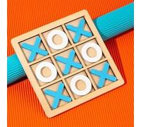 XO Noughts & Crosses Wooden Game, Fun Travel Board Game for Everyone, Classic Game, Interactive Wooden Board Game for Family & Kids (Blue/White)