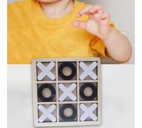 XO Noughts & Crosses Wooden Game, Tic Tac Toe, Fun Travel Board Game For Everyone, Noughts & Crosses, Interactive Wooden Game for Family & Kids (Black/White)