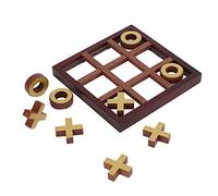 XO Toe Game, Wooden Classical Family Board Game Interactive Puzzle Tabletop Strategy Coffee Table Decor for Children Adults