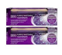 XOC Purple Whitening Toothpaste and Bamboo Toothbrush Set - Advanced Enamel-Safe Color Correction Technology for Whitening and Polishing Teeth, Achieve a Brighter, More Confident Smile, Pack of 2