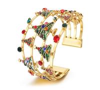XOCARTIGE Christmas Bracelets for Women Holiday Cuff Bracelet Red Green Christmas Bow Bracelet Bangles Christmas Outfits Accessories Holiday Jewelry Gifts Party Favors, L, no gemstone