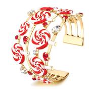 XOCARTIGE Christmas Bracelets for Women Holiday Cuff Bracelet Red Green Christmas Bow Bracelet Bangles Christmas Outfits Accessories Holiday Jewelry Gifts Party Favors, L, no gemstone