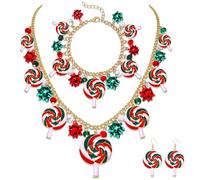 XOCARTIGE Christmas Jewelry for Women Christmas Necklace Charm Bracelet Earrings Accessories Xmas Ugly Sweater Outfits for Women Holiday Jewelry Gifts, Plastic, No Gemstone