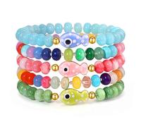 XOCARTIGE Fish Bracelets for Women Stackable Colorful Gemstone Beaded Stretch Bracelets Boho Summer Beach Coastal Fish Jewelry Gifts, One Size, Acrylic, no gemstone