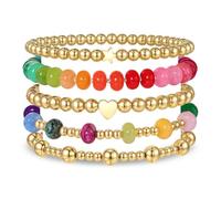 XOCARTIGE Fish Bracelets for Women Stackable Colorful Gemstone Beaded Stretch Bracelets Boho Summer Beach Coastal Fish Jewelry Gifts, One Size, Acrylic, no gemstone