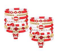 XOCARTIGE Game Day Bracelets Stack, Outfits for Women, Football Accessories, Red Black Heishi Beaded Stretch Bracelets, Sport Team Spirit Jewelry, L, no gemstone