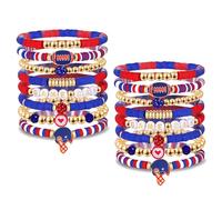 XOCARTIGE Game Day Bracelets Stack, Outfits for Women, Football Accessories, Red Black Heishi Beaded Stretch Bracelets, Sport Team Spirit Jewelry, L, no gemstone