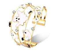 XOCARTIGE Halloween Bracelets for Women Gothic Spooky Ghost Open Cuff Bracelet Bangles Halloween Jewelry Accessories Costume Outfits Party Favors Gifts, L, Zinc, no gemstone