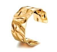XOCARTIGE Hammered Cuff Bracelets for Women Gold Silver Chunky Wide Cuff Bangle Bracelets Statement Arm Cuff Wrap Bracelets Fashion Jewelry Gifts, L, Nickel, no