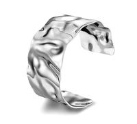 XOCARTIGE Hammered Cuff Bracelets for Women Gold Silver Chunky Wide Cuff Bangle Bracelets Statement Arm Cuff Wrap Bracelets Fashion Jewelry Gifts, L, Nickel, no