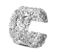 XOCARTIGE Hammered Cuff Bracelets for Women Gold Silver Chunky Wide Cuff Bangle Bracelets Statement Arm Cuff Wrap Bracelets Fashion Jewelry Gifts, L, Nickel, no