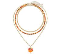 XOCARTIGE Rainbow Surfer Heishi Necklace for Women Stackable Ball Beaded Choker Necklace Layered Paperclip Link Chain Necklaces Summer Beach Jewelry Set, Metal, No Gemstone